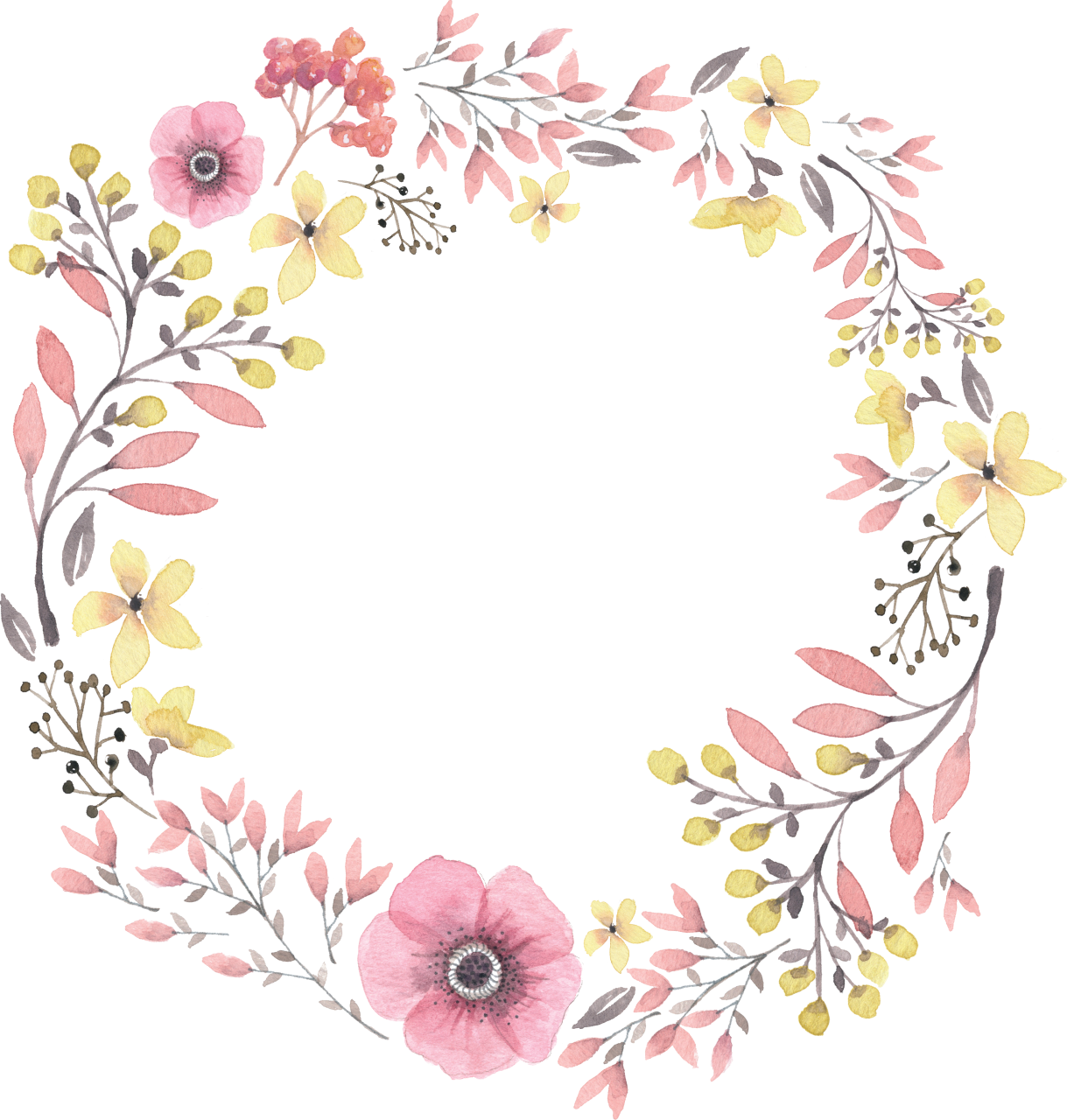 Floral_ Wreath_ Watercolor_ Design.png PNG Image