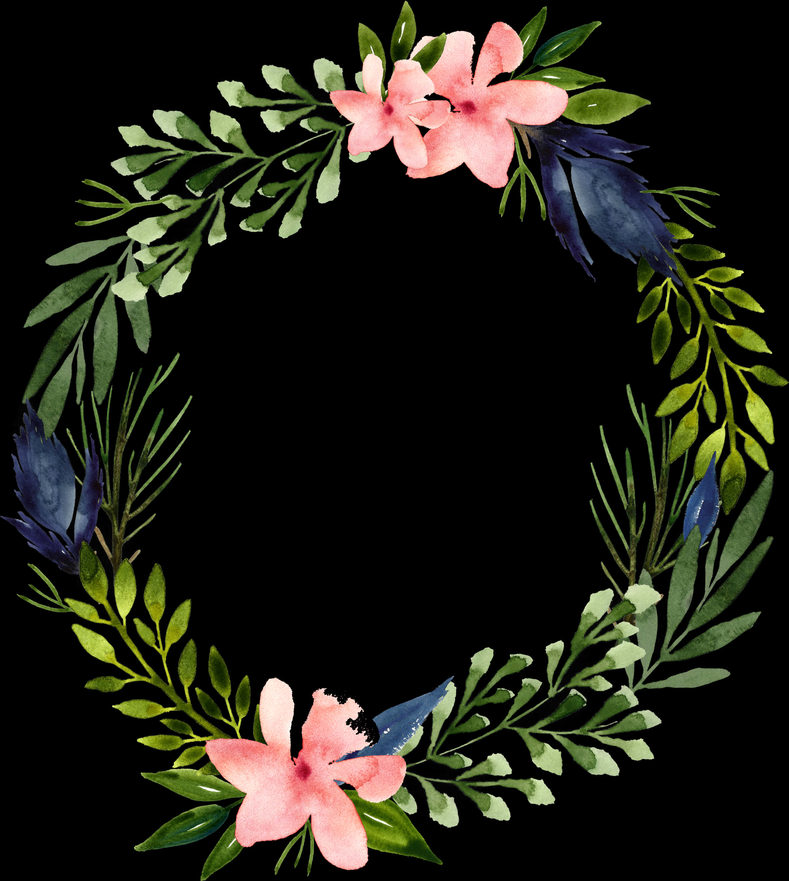 Floral_ Wreath_ Watercolor PNG Image