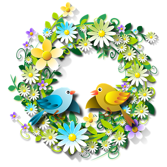 Floral_ Wreath_with_ Birds_ Vector PNG Image