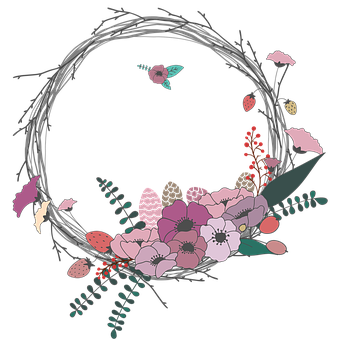 Floral_ Wreath_with_ Butterfly_ Vector PNG Image