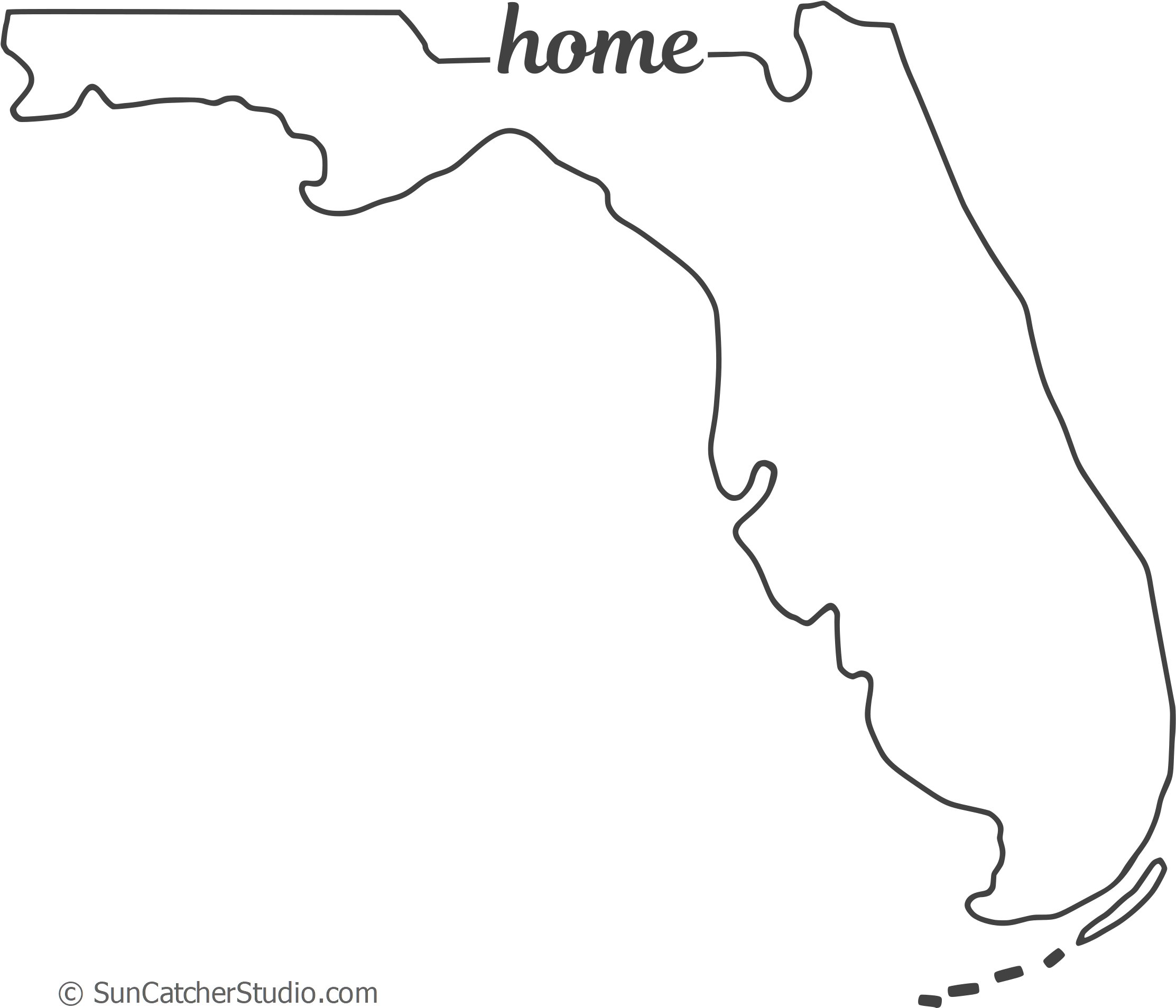 Florida Home Outline Graphic PNG Image