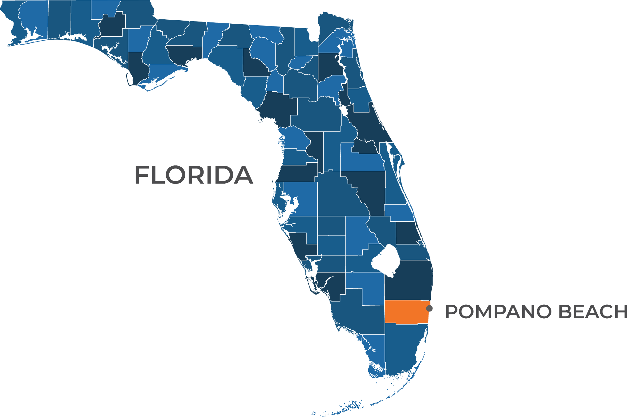 Florida Map Highlighting Pompano Beach PNG Image