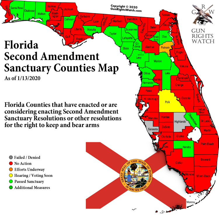 Florida Second Amendment Sanctuary Counties Map2020 PNG Image