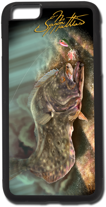 Flounder Fishing Art Phone Case PNG Image