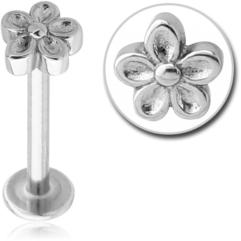 Flower Design Labret Piercing Jewelry PNG Image