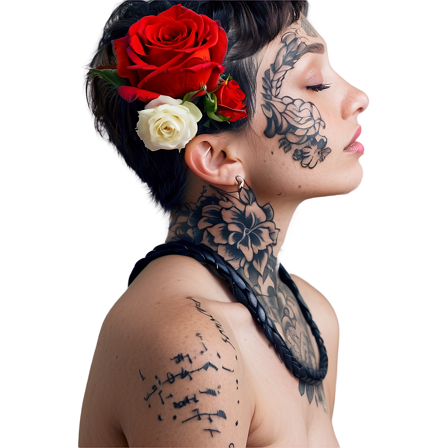 Flower Neck Tattoo Setups Png 24 PNG Image