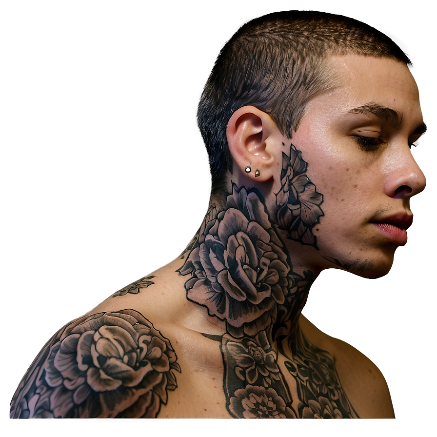 Flower Neck Tattoo Setups Png Ope15 PNG Image