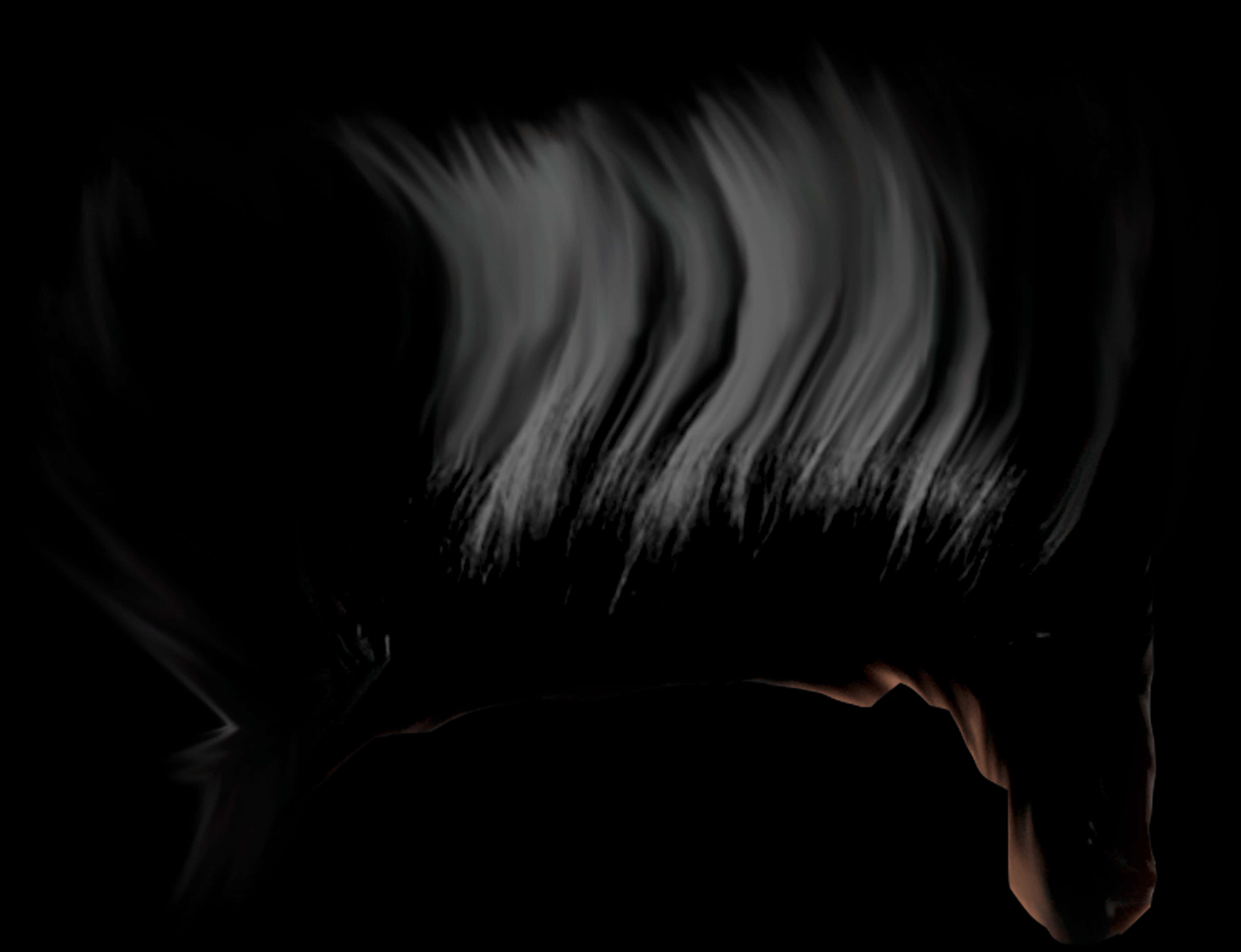 Flowing_ Black_ Hair_in_ Darkness PNG Image