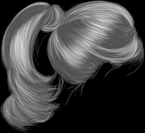 Flowing_ Hair_ Illustration_ Gray_ Scale PNG Image