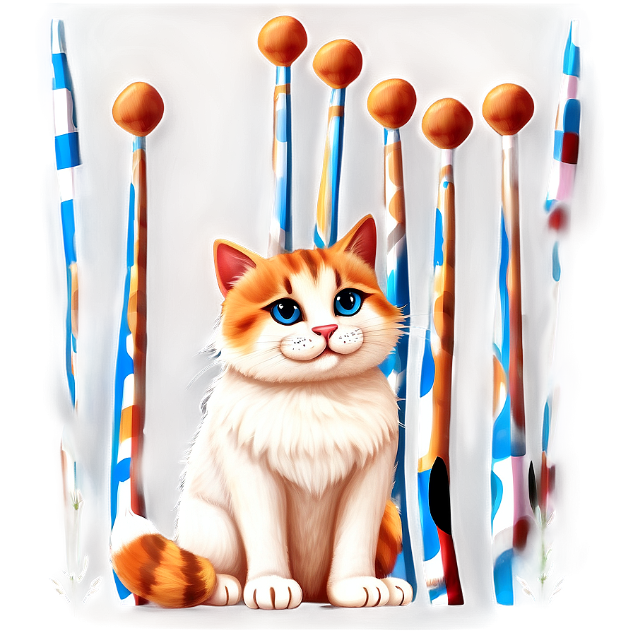 Fluffy Cat Illustration Png B PNG Image