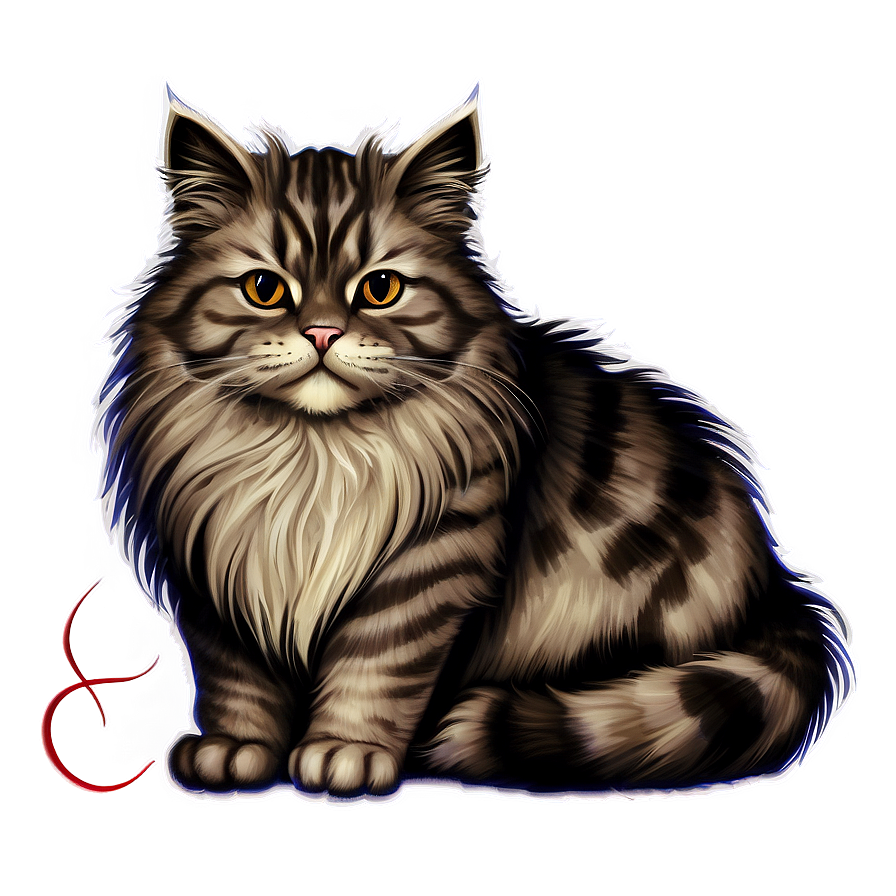 Fluffy Cat Illustration Vector Png Wuk PNG Image