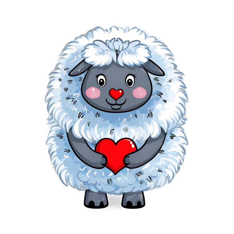 Fluffy Valentines Day Sheep Png Egf PNG Image