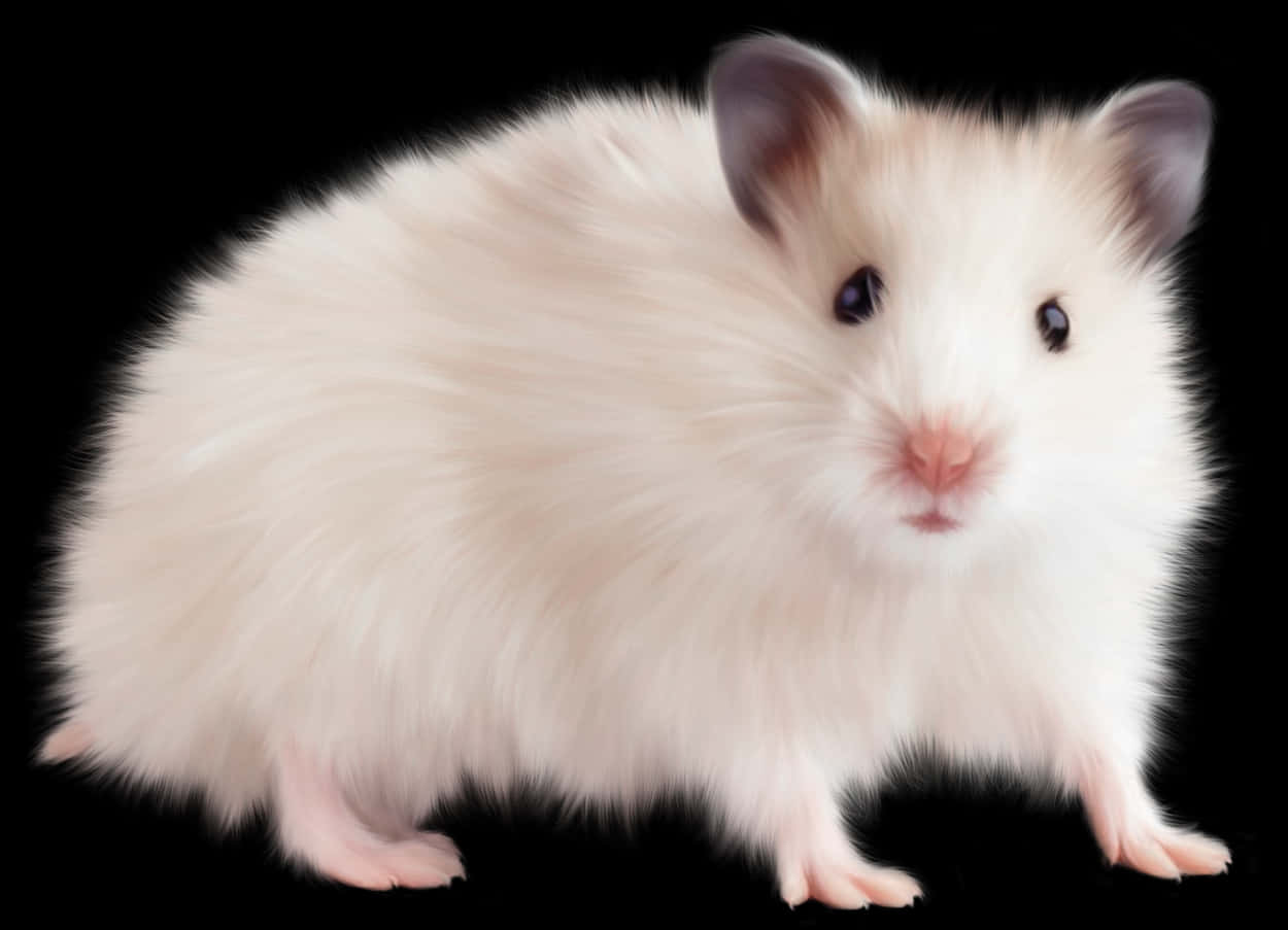 Fluffy White Hamster PNG Image