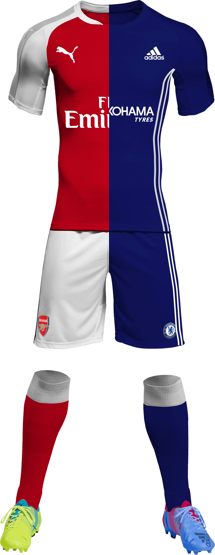 Fly Emirates Arsenal Chelsea Football Kit Hybrid PNG Image