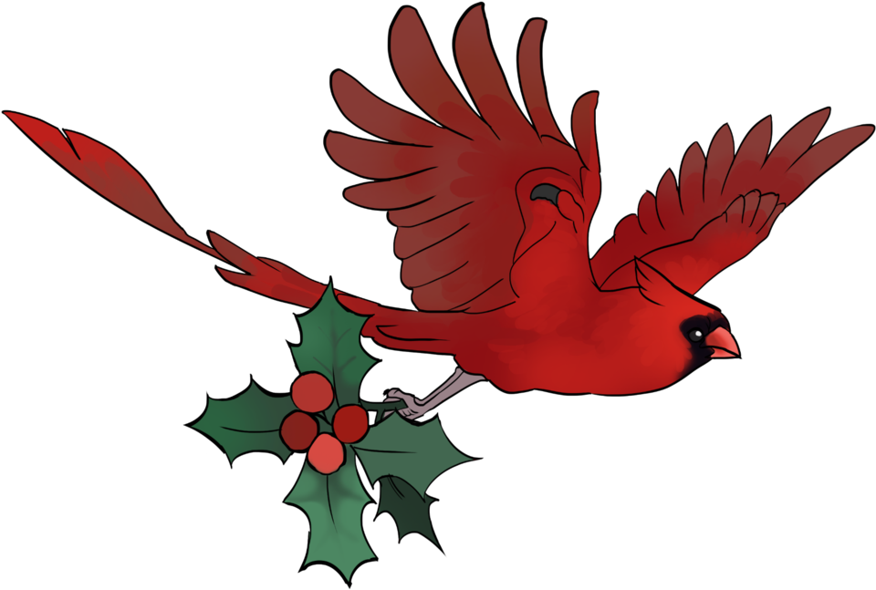 Flying Cardinalwith Holly.png PNG Image