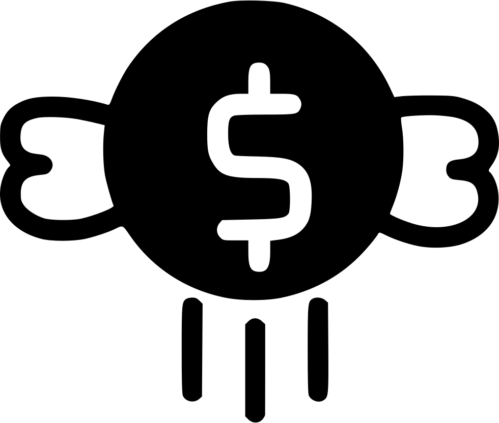 Flying Dollar Symbol Icon PNG Image