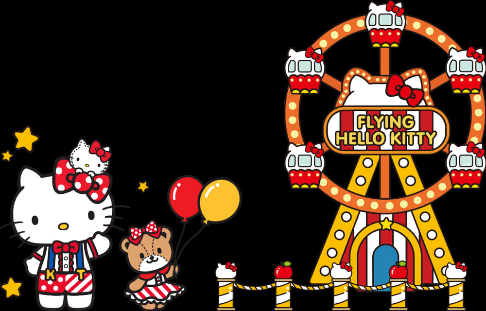 Flying Hello Kitty Carnival Theme PNG Image