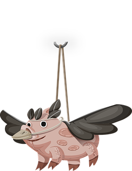 Flying Pig Pinata Illustration PNG Image