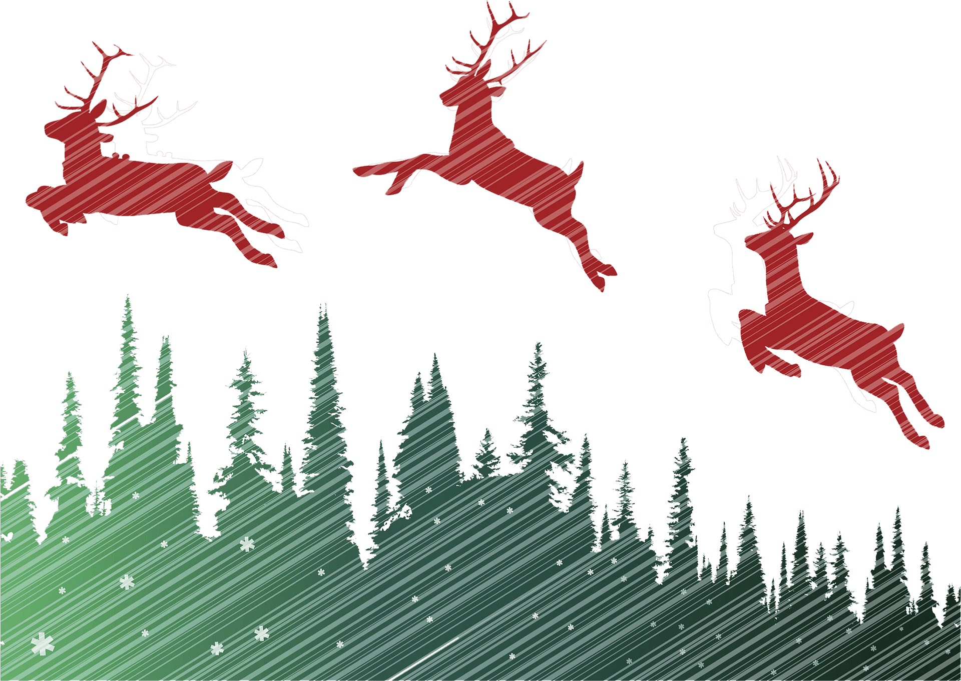 Flying Red Reindeer Over Forest PNG Image