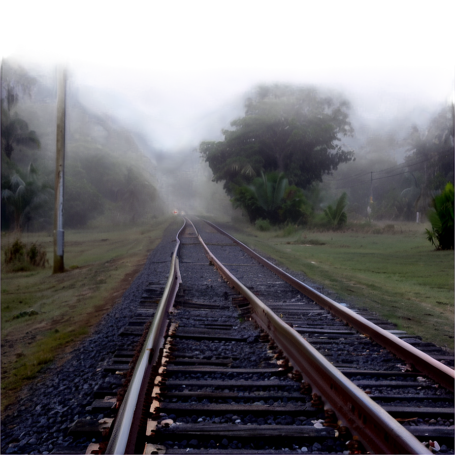 Foggy Train Track Morning Png 52 PNG Image