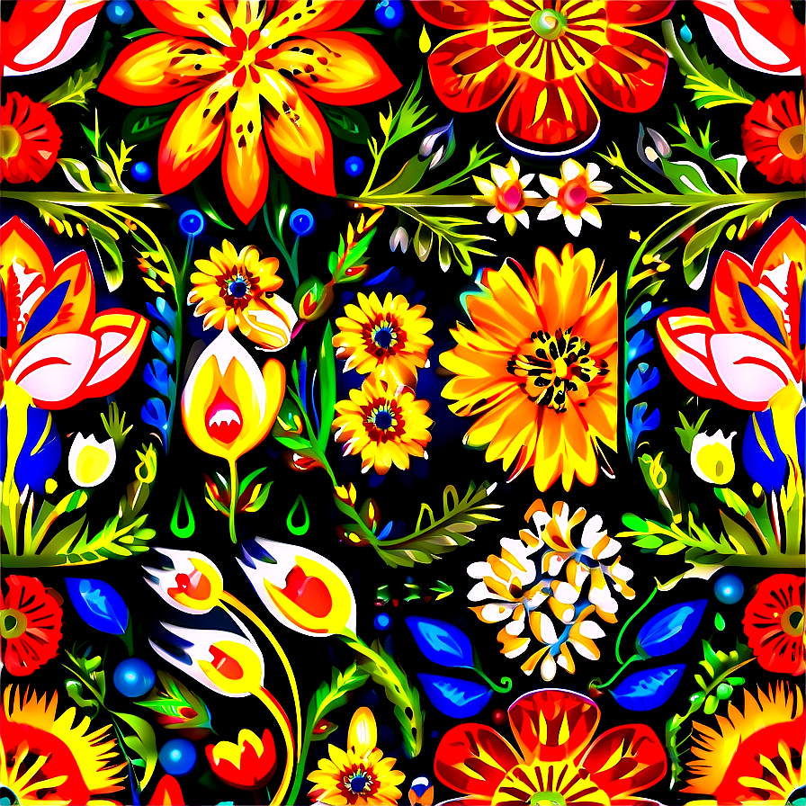 Folk Floral Pattern Png 06202024 PNG Image