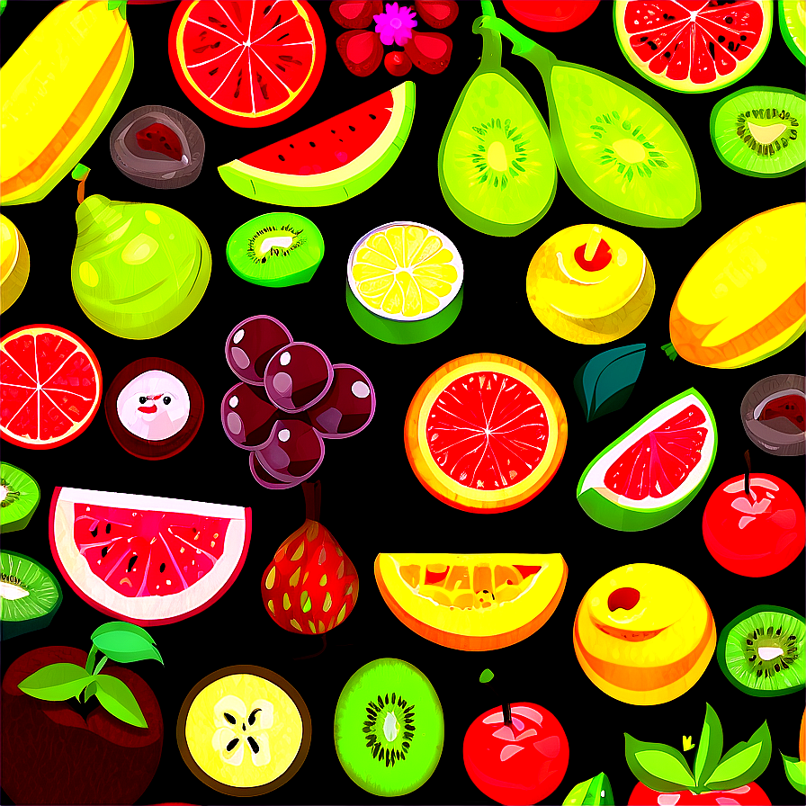 Food And Fruits Patterns Png 06212024 PNG Image