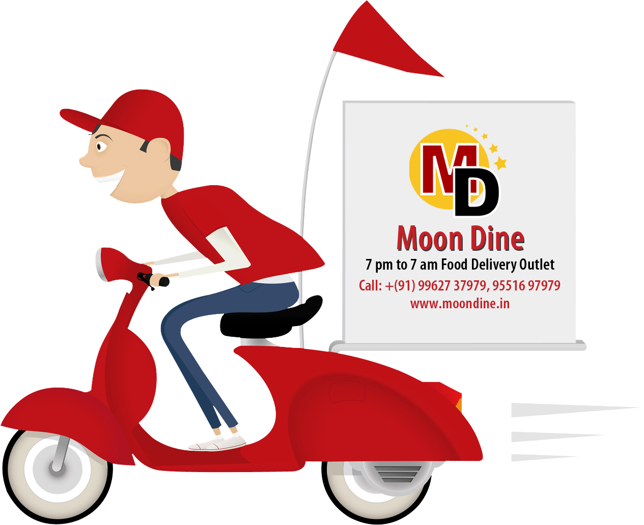 Food Delivery Scooter Advertisement PNG Image