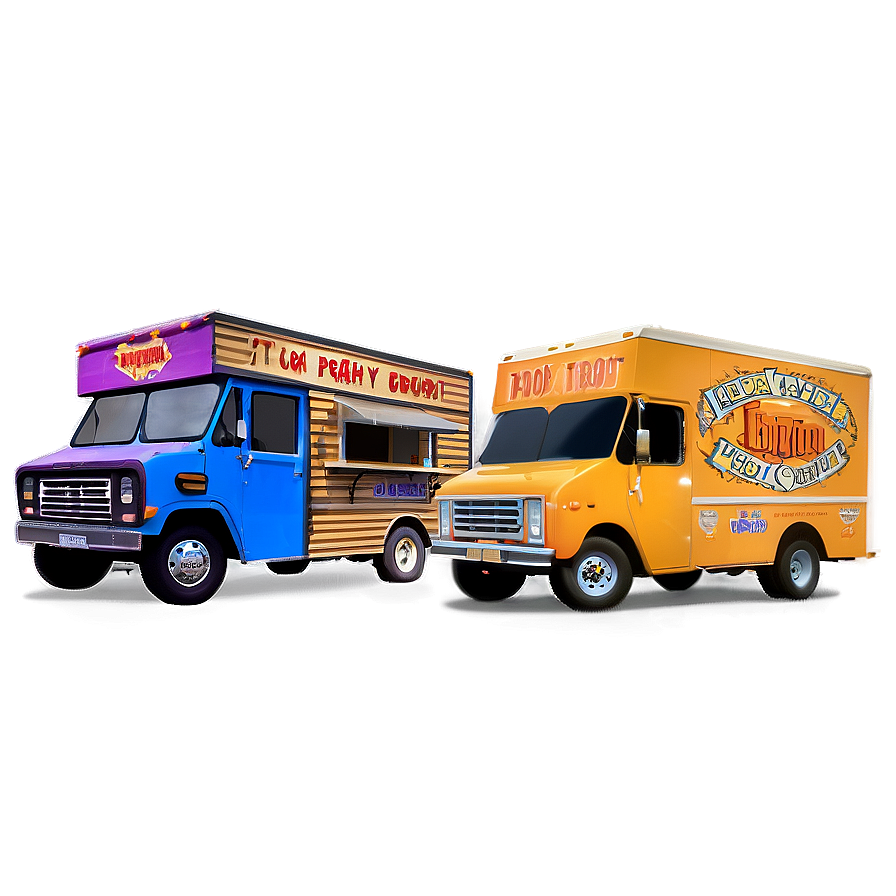 Food Truck Park Night Png Pvy PNG Image