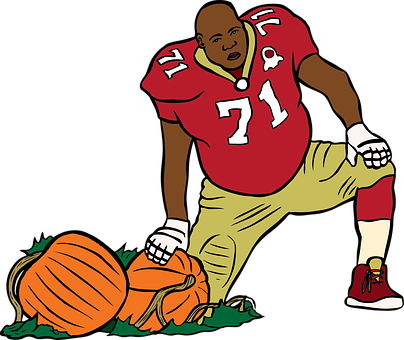 Football Player Pumpkin Crush PNG Image