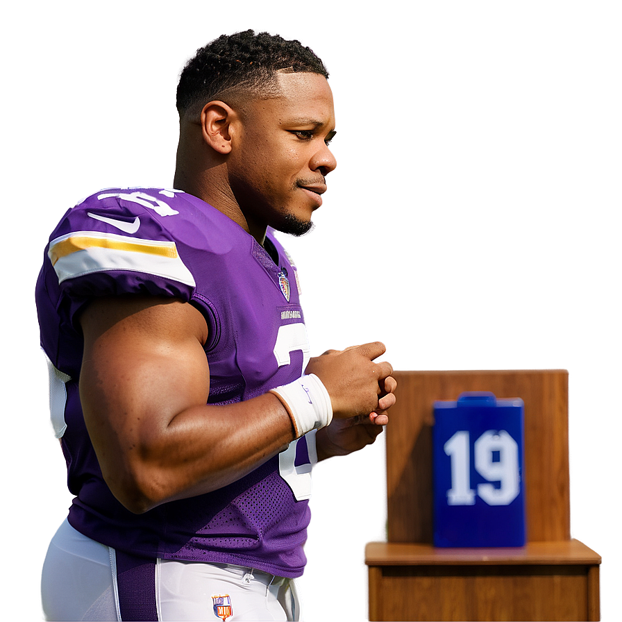 Football Player Sideline Contemplation PNG Image