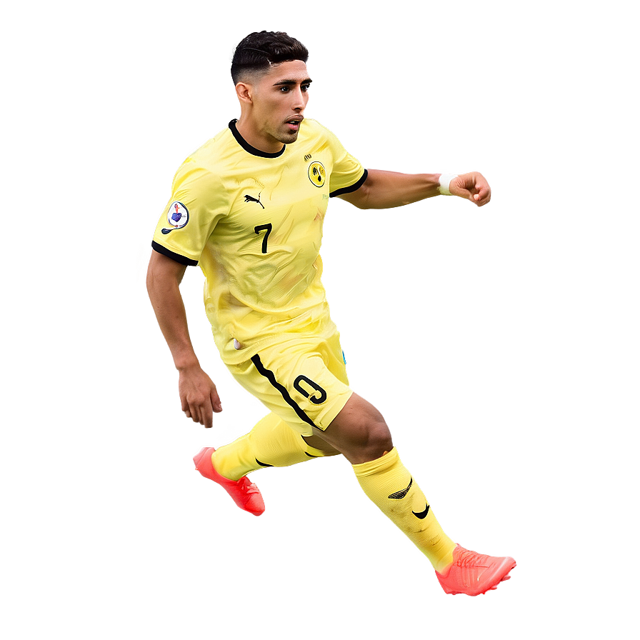 Footballer Hakimi Action Shot Png Dag PNG Image