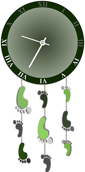 Footstepsin Time Clock Design PNG Image