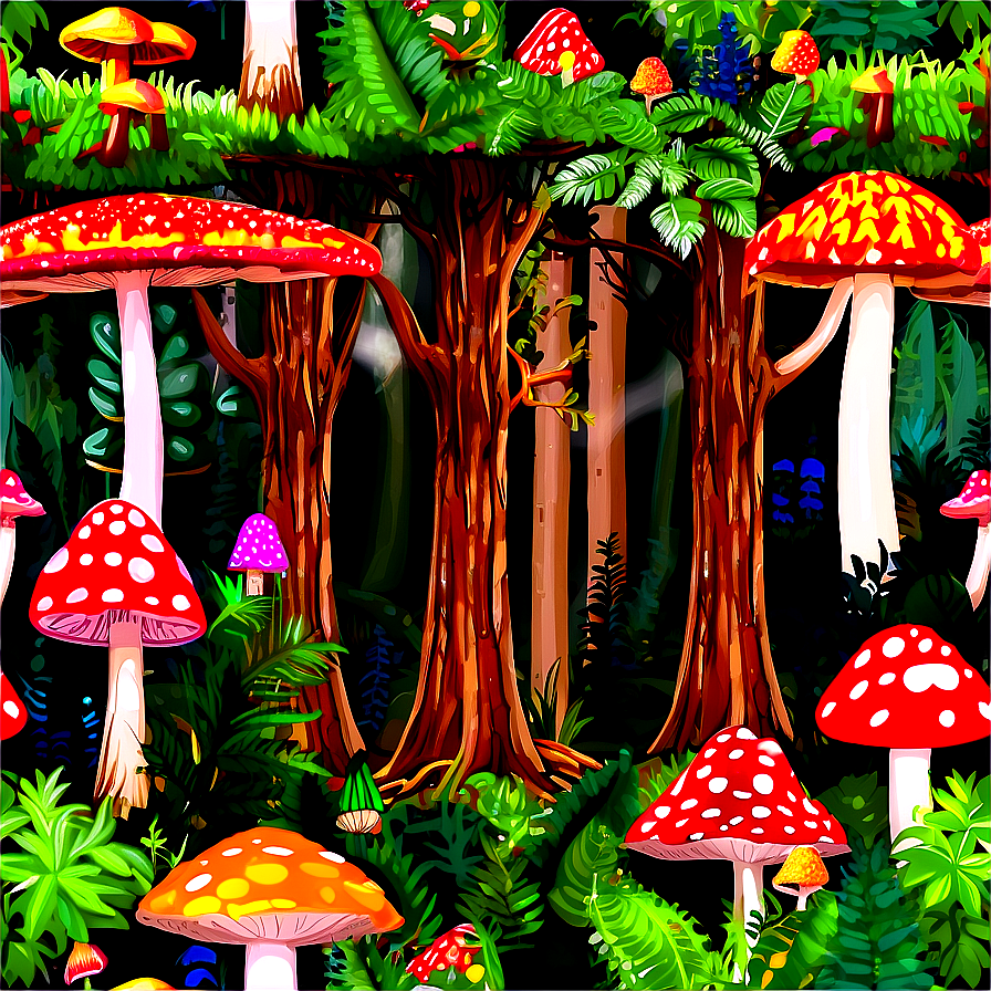 Forest Mushroom Wonderland Png Sjj PNG Image