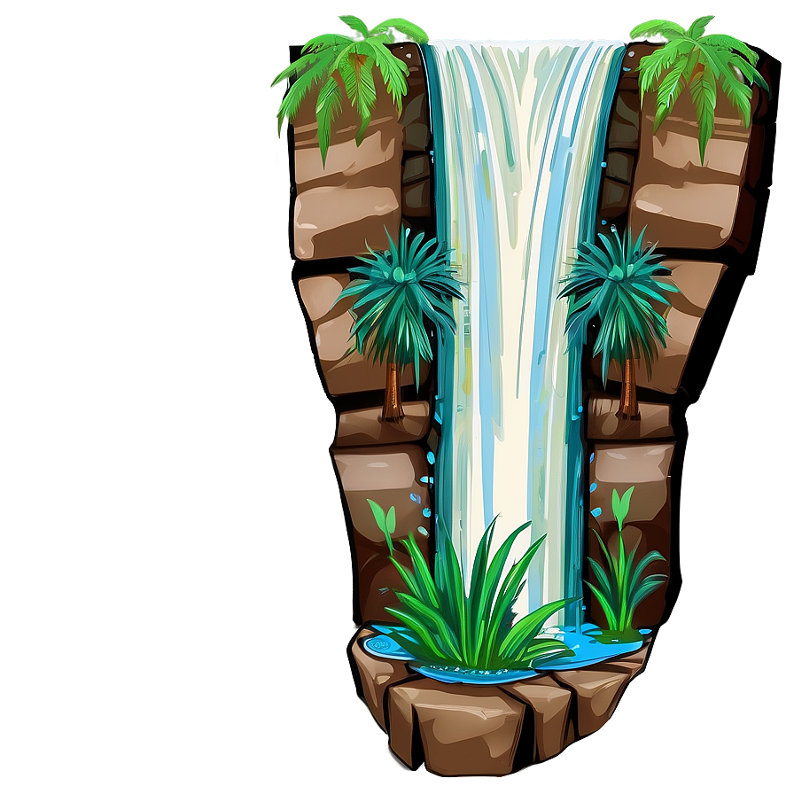 Forest Waterfall Oasis Clipart Png Cgq71 PNG Image