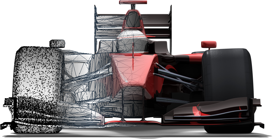 Formula1 Car Aerodynamics Wireframe Visualization PNG Image