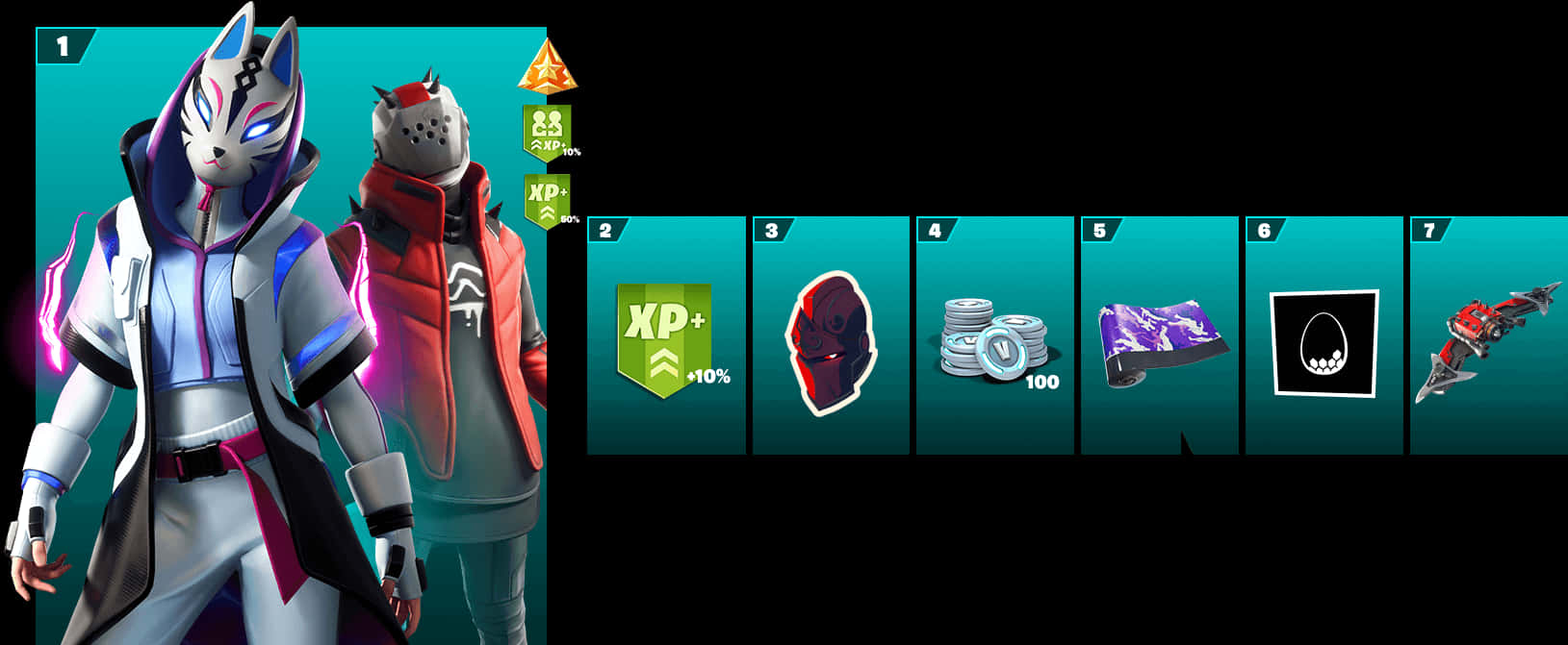 Fortnite Battle Pass Skinsand Rewards PNG Image