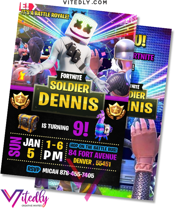 Fortnite Birthday Invitation Marshmello D J PNG Image