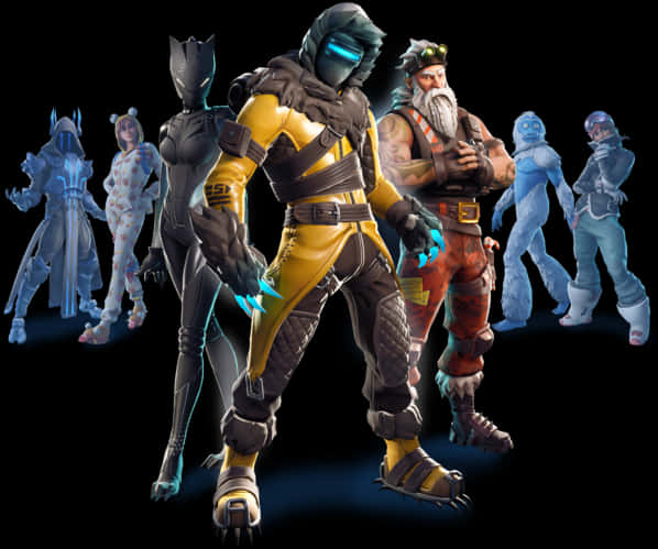 Fortnite Character Skins Showcase PNG Image