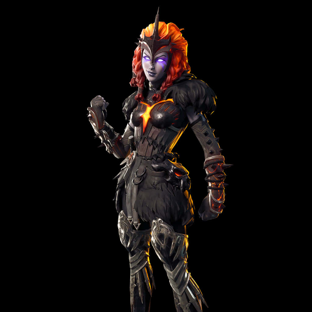 Fortnite_ Female_ Character_ Dark_ Warrior_ Costume PNG Image