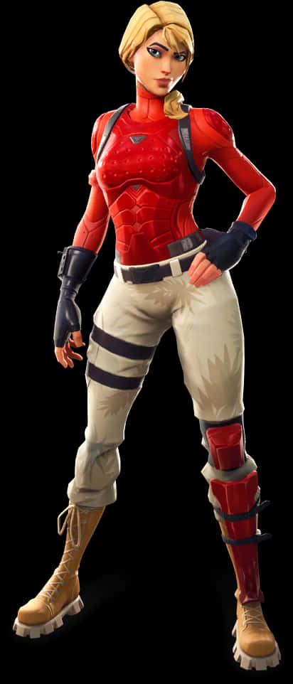 Fortnite Red Armor Skin Female PNG Image