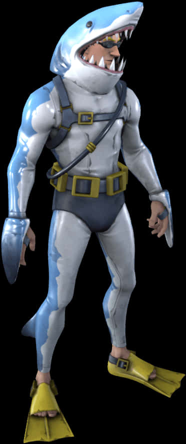 Fortnite_ Shark_ Character_ Costume PNG Image