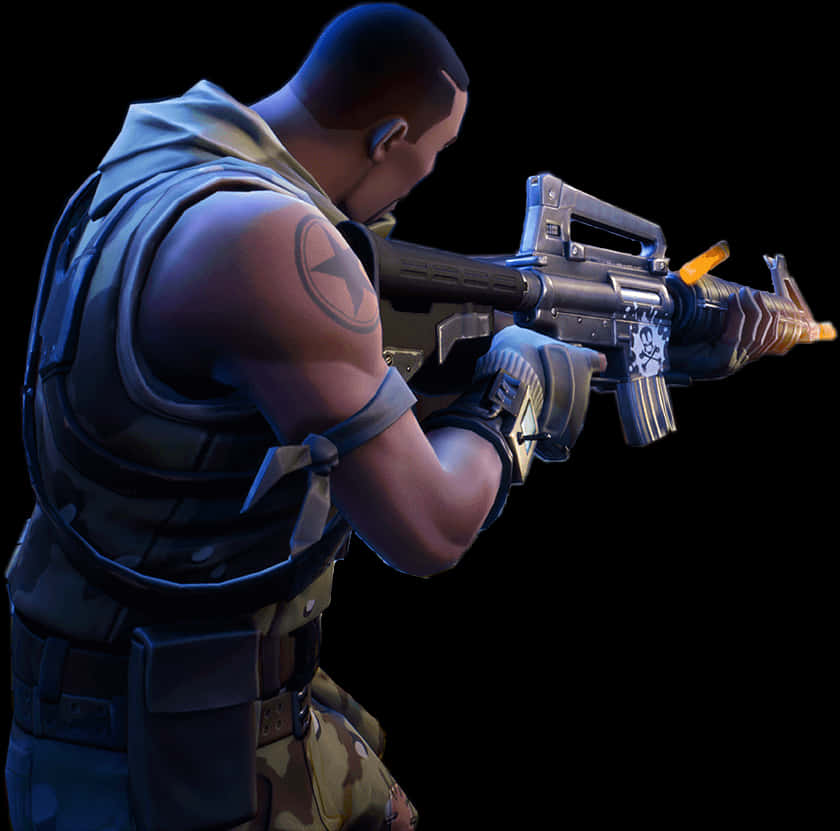 Fortnite Soldier With Assault Rifle PNG Image