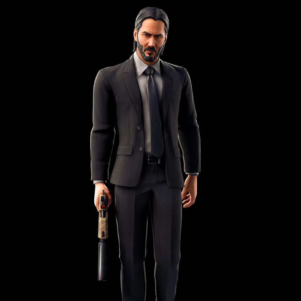 Fortnite_ Suited_ Character_ With_ Gun PNG Image