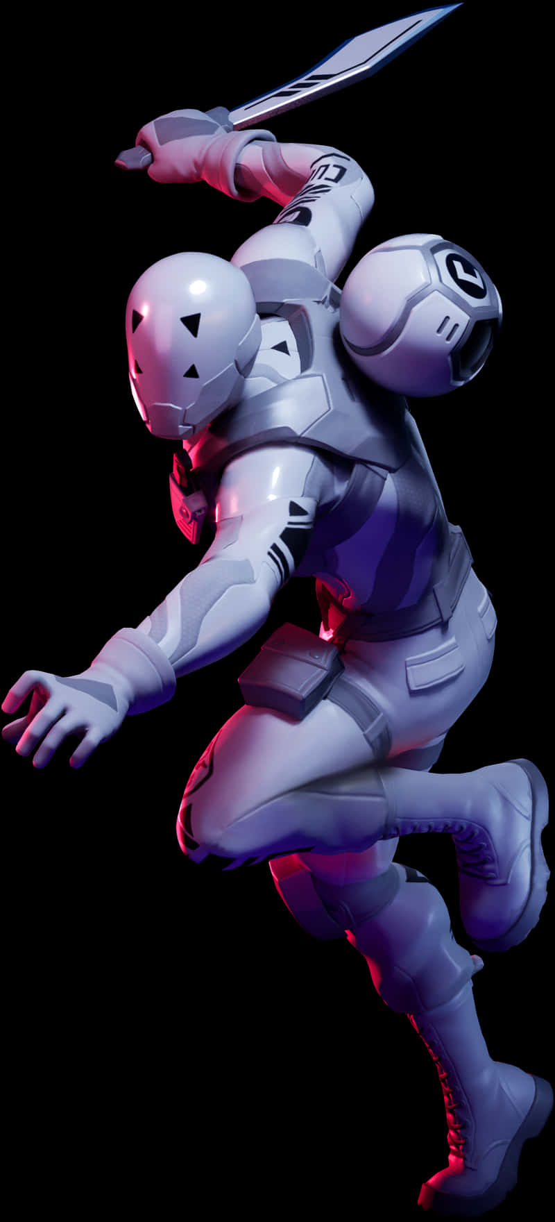 Fortnite White Armored Character Action Pose PNG Image