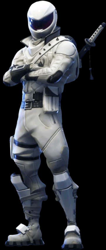 Fortnite White Armored Character Pose PNG Image