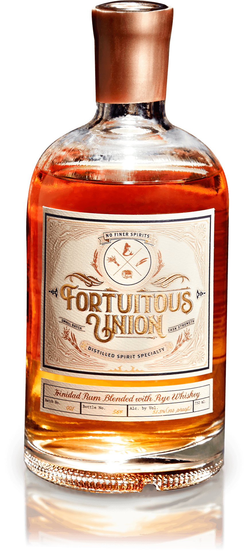 Fortuitous Union Rum Whiskey Blend Bottle PNG Image