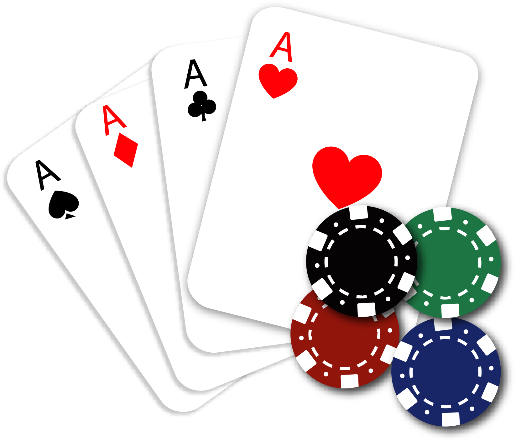 Four Aces Poker Handwith Chips PNG Image