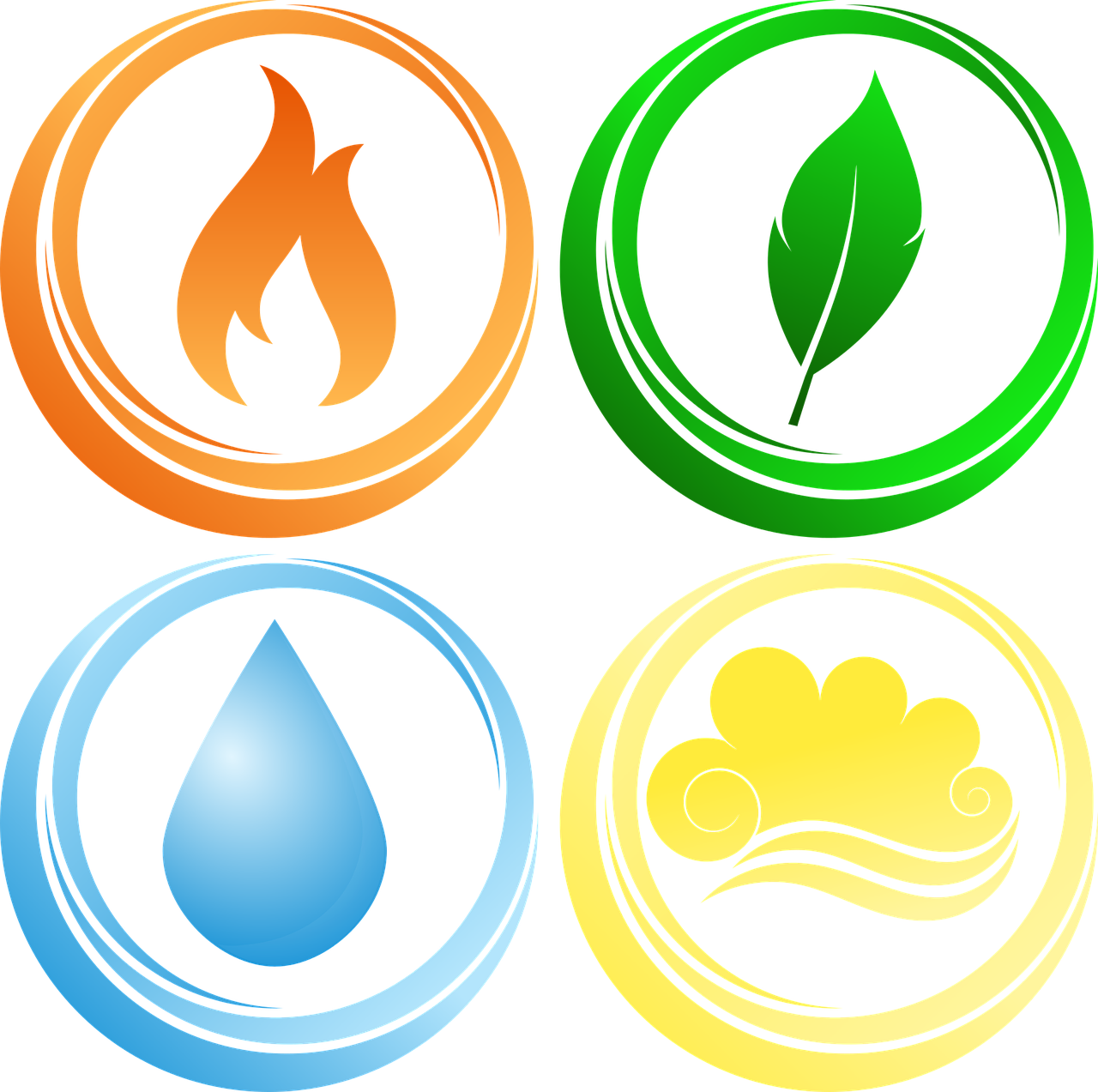 Four Elements Vector Illustration PNG Image