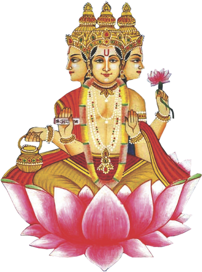 Four Faced Brahma Seatedon Lotus PNG Image