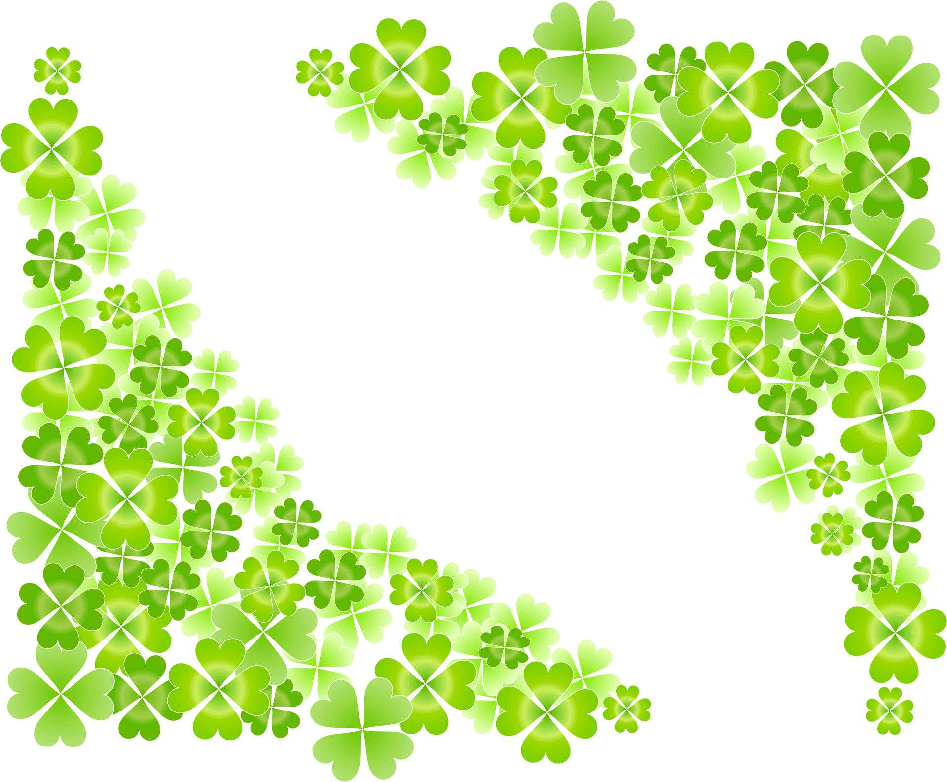 Four Leaf Clovers Forming Heart PNG Image